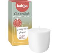 Bolsius - CleanLight Refill - Refillable Scented Candle - Grapefruit & Ginger - Refills Only - 2 pcs - 20-Hour Burn Time - Contains Natural Plant-Based Wax - Sustainable Concept