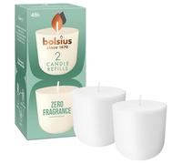 Bolsius - CleanLight Zero Refill - Refillable unscented Candle - Refills only - 2 pcs - Burning time 24 Hours - Contains Natural Plant Wax - Palm Oil Free