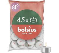 Bolsius D-Light Tea Lights - Pack of 45 - in Bag - Length Burning Time 8 Hours - Decorative Household Candles - White - Contains Natural Plant Wax - Without Palm Oil