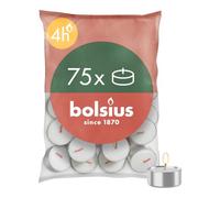 Bolsius D-Light Tea Lights - Pack of 75 - in Bag - Length Burning Time 4 Hours - Decorative Household Candles - White - Contains Natural Plant Wax - Without Palm Oil