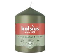 Bolsius - Essentials - Pillar Candle - Olive Green - 3,1” - Length Burning Time 17 Hours - Unscented - Natural Plant Wax - Without Palm Oil