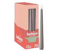 Bolsius Essentials Smooth Taper Candles - Anthracite - 24.5 cm - Pack of 32 - Decorative Candles - Palm Oil Free