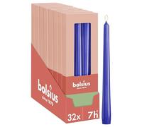 Bolsius Essentials - Smooth Taper Candles - Blue - 9.6 in - Pack of 32-7.5 Hours - Decorative Candles - No Palm Oil - with Natural Plant Wax