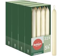 Bolsius Essentials - Smooth Taper Candles - Ivory - 17 cm - Pack of 32 - Decorative Candles - Palm Oil Free