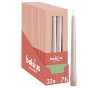 Bolsius Essentials - Smooth Taper Candles - Light Pink - 9.6 in - Pack of 32-7.5 Hours - Decorative Candles - No Palm Oil - with Natural Plant Wax