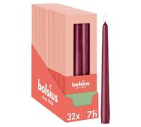 Bolsius Essentials - Smooth Taper Candles - Red - 9.6 in - Pack of 32-7.5 Hours - Decorative Candles - No Palm Oil - with Natural Plant Wax