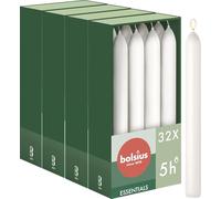 Bolsius Essentials - Smooth Taper Candles - White - 17 cm - Pack of 32 - Decorative Candles - Palm Oil Free