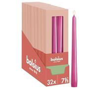 Bolsius Essentials - Smooth Tapered Candles - Fuchsia Pink - 9.6 in - Pack of 32-7.5 Hours - Decorative Candles - No Palm Oil - with Natural Plant Wax