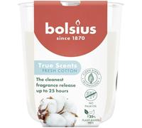 Bolsius - Fresh Cotton - White - Set of 6 Scented Candles - 8 x 7 cm - Burn time: 25 Hours - with Natural extracts - Natural Vegetable Wax - Palm Oil Free