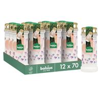 Bolsius Grave Light - White with Motif - Pack of 12 - Balloons - Long Burning Time 70 Hours- Funeral Candle & Memorial Candles - Clean Burning - Without Palm Oil - with Stormlid