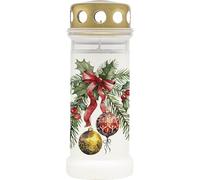 Bolsius Grave Light - White with Motif - Pack of 12 - Ribbon - Length Burning Time 70 Hours - Funeral Candle & Memorial Candles - Clean Burning - Without Palm Oil