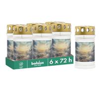 Bolsius Grave Light - with Motif - Sky - Set of 6 - Length Burning Time 3 Days - Funeral Candle & Memorial Candles - Clean Burning - Without Palm Oil, White