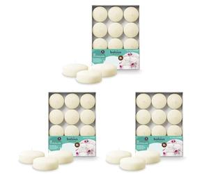 Bolsius - Maxi Floating Candles - Ivory - 12 Pieces in a Box - Ø 7.6 cm - Burning Time 8 Hours - Fragrance-Free - Paraffin Wax - XL Floating Candle - Various Occasions (Pack of 3)
