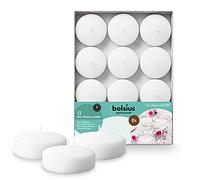 Bolsius - Maxi Floating Candles - White - 12 Pieces in a Box - Ø 7.6 cm - Burning Time 8 Hours - Fragrance-Free - Paraffin Wax - XL Floating Candle - Various Occasions