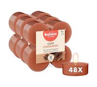Bolsius - Maxi Scented Tea Lights - Apple Cinnamon - Brown - 48 Pieces - Natural Extracts - Contains Vegan Wax - No Palm Oil