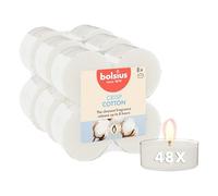 Bolsius - Maxi Scented Tealights - Fresh Cotton - White - 48 pcs - Natural Extracts - Contains Vegan Wax - Palm Oil Free