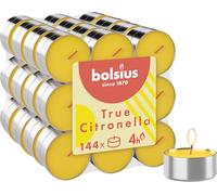 Bolsius Outdoor Tealight - Fragranced Tealight - Citronella - Yellow - Pack of 144 - Long Burning Time of 4 Hours - Outdoor Candle - Exterior Decoration - Natural Extracts - Vegan Wax - No Palm Oil