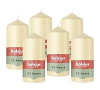 Bolsius - Pillar Candle - Beige - 12 cm - 6 Pieces - Burning time 33 Hours - Natural Vegetable Wax - Palm Oil Free