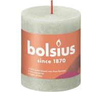 BOLSIUS Pillar candle Foggy Green Ø68 mm - Height 8 cm - Light grey/Green - 35 burning hours