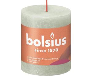 BOLSIUS Pillar candle Foggy Green Ø68 mm - Height 8 cm - Light grey/Green - 35 burning hours