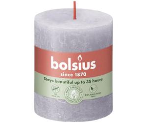 BOLSIUS Pillar candle Frosted Lavender Ø68 mm - Height 8 cm - Grey/Lavender - 35 burning hours
