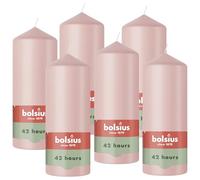 Bolsius - Pillar Candle - Light Pink - 15 cm - Burning Time 42 Hours - with Natural Extracts - Natural Plant Wax - Without Palm Oil