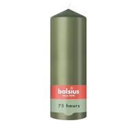 Bolsius - Pillar Candle - Olive Green - 20 cm - Burning Time 75 Hours - with Natural Extracts - Natural Plant Wax - Without Palm Oil