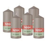 Bolsius - Pillar Candle - Taupe - 12 cm - Burn Time 33 Hours - with Natural Extracts - Natural Plant-Based Wax - No Palm Oil