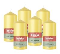 Bolsius - Pillar Candle - Yellow - 12 cm - Burn Time 33 Hours - with Natural Extracts - Natural Plant-Based Wax - No Palm Oil