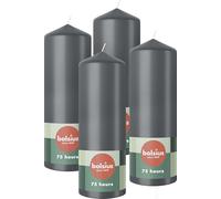 Bolsius Pillar Candles - Anthracite - 4-Pack - 20 x 7 cm - Decorative Household Candles - Long Burning Time of 75 Hours - Unscented - Includes Natural Vegan Wax - Without Palm Oil