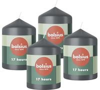 Bolsius Pillar Candles - Anthracite - 4-Pack - 8 x 6 cm - Decorative Household Candles - Long Burning Time of 17 Hours - Unscented - Includes Natural Vegan Wax - Without Palm Oil