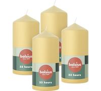 Bolsius Pillar Candles - Beige - 4-Pack - 12 x 6 cm - Decorative Household Candles - Long Burning Time of 33 Hours - Unscented - Includes Natural Vegan Wax - Without Palm Oil