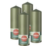Bolsius Pillar Candles - Green - 4-Pack - 20 x 7 cm - Decorative Household Candles - Long Burning Time of 75 Hours - Unscented - Includes Natural Vegan Wax - Without Palm Oil