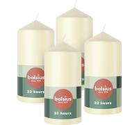 Bolsius Pillar Candles - Ivory - 4-Pack - 12 x 6 cm - Decorative Household Candles - Long Burning Time of 33 Hours - Unscented - Includes Natural Vegan Wax - Without Palm Oil