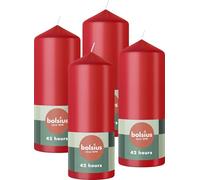 Bolsius Pillar Candles - Red - 4-Pack - 15 x 6 cm - Decorative Household Candles - Long Burning Time of 42 Hours - Unscented - Includes Natural Vegan Wax - Without Palm Oil