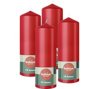 Bolsius Pillar Candles - Red - 4-Pack - 20 x 7 cm - Decorative Household Candles - Long Burning Time of 75 Hours - Unscented - Includes Natural Vegan Wax - Without Palm Oil