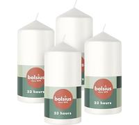 Bolsius Pillar Candles - White - 4-Pack - 12 x 6 cm - Decorative Household Candles - Long Burning Time of 33 Hours - Unscented - Includes Natural Vegan Wax - Without Palm Oil