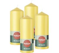 Bolsius Pillar Candles - Yellow - 4-Pack - 15 x 6 cm - Decorative Household Candles - Long Burning Time of 42 Hours - Unscented - Includes Natural Vegan Wax - Without Palm Oil