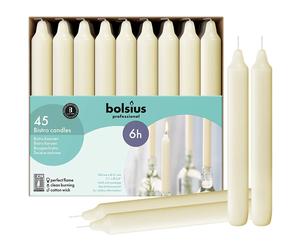 Bolsius - Professional 180mm Bistro Dinner Candles - Ivory - Box of 45