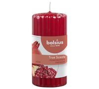 Bolsius Ribbed Pillar Pomegranate 120/58 mm, Wax, Red, One Size