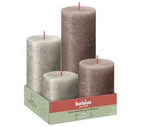 Bolsius - Rustic 4 Packs - Champagne and Taupe - Unscented - Natural Plant Wax - Palm Oil Free