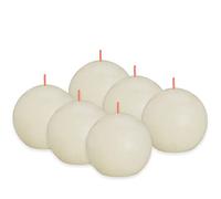 Bolsius Rustic Ball Candle - Ivory - Pack of 6 - Diameter 7.6 cm - Decorative Candle - Length Burning Time 25 Hours - Unscented - Contains Natural Plant Wax - Without Palm Oil