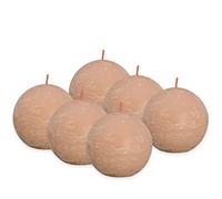 Bolsius Rustic Ball Candle - Light Pink - Pack of 6 - Diameter 7.6 cm - Decorative Candle - Length Burning Time 25 Hours - Unscented - Contains Natural Plant Wax - Without Palm Oil