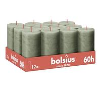 Bolsius - Rustic Candle - Green - Pack of 12-13 cm - Decorative Candles - Contains Natural Plant Wax - No Palm Oil