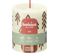 Bolsius - Rustic Candle - Ivory with Pine Print - 8 x 6.8 cm - Pack of 4 - Length Burn Time 35 Hours - Natural Plant Wax - Without Palm Oil