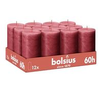 Bolsius - Rustic Candle - Red - Pack of 12-13 cm - Decorative Candles - Contains Natural Plant Wax - No Palm Oil