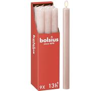 Bolsius Tapered Dinner Pillar Candles - Light Pink - Pack of 9 - Long Burning Time of 13 Hours - Household Candle - Interior Decoration - Unscented - Natural Vegan Wax - 27 x 2.3 cm - Mother's Day