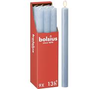 Bolsius Tapered Dinner Pillar Candles - Light Blue - Pack of 9 - Long Burning Time of 13 Hours - Household Candle - Interior Decoration - Unscented - Includes Natural Vegan Wax - 27 x 2.3 cm