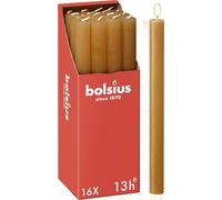 Bolsius Rustic Dinner Candles - Yellow - Pack of 16 - Long Burning Time of 13 Hours - Household Candle - Interior Decoration - Unscented - Includes Natural Vegan Wax - 27 x 2.3 cm