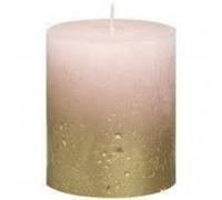 Bolsius Rustic Faded Gold Metallic Candle 80mm X 68mm 2 Pack - Pink